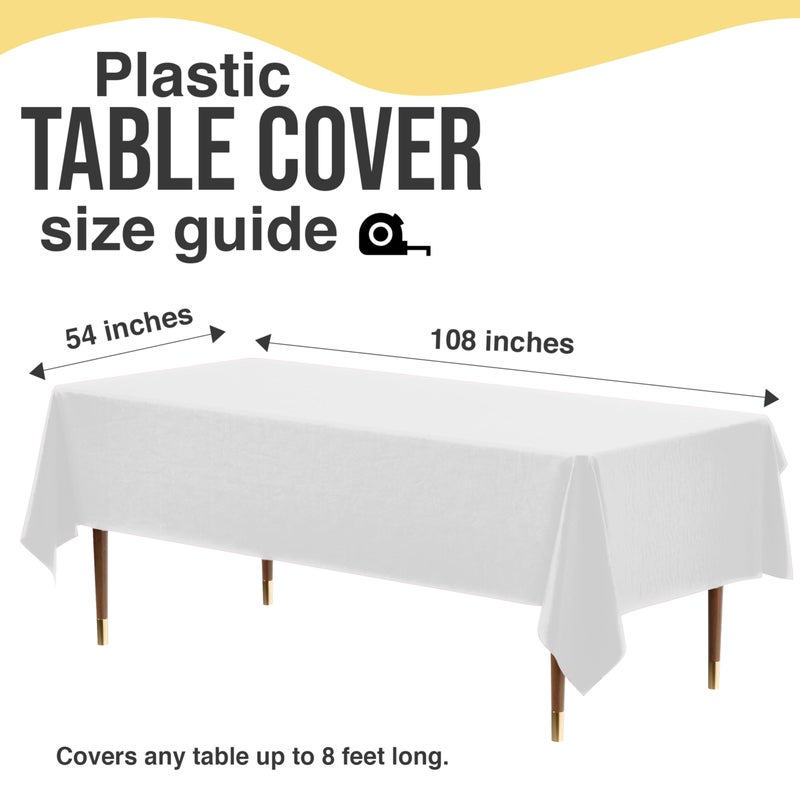 Exquisite 66% Thicker Premium Plastic Table Cloth Rectangle Table Cover 0.5 Mil 12 Pack White Table Cloth 54 Inch x 108 Inch Disposable Tablecloth Won't Tear Easily Like Cheap Thin Brands - Image 5