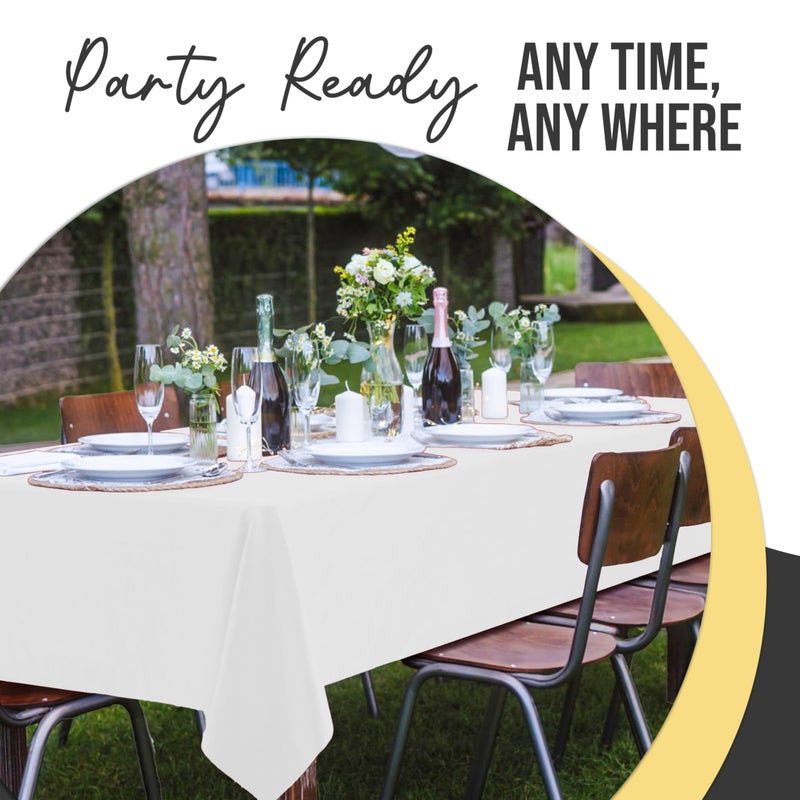 Exquisite 66% Thicker Premium Plastic Table Cloth Rectangle Table Cover 0.5 Mil 12 Pack White Table Cloth 54 Inch x 108 Inch Disposable Tablecloth Won't Tear Easily Like Cheap Thin Brands - Image 4
