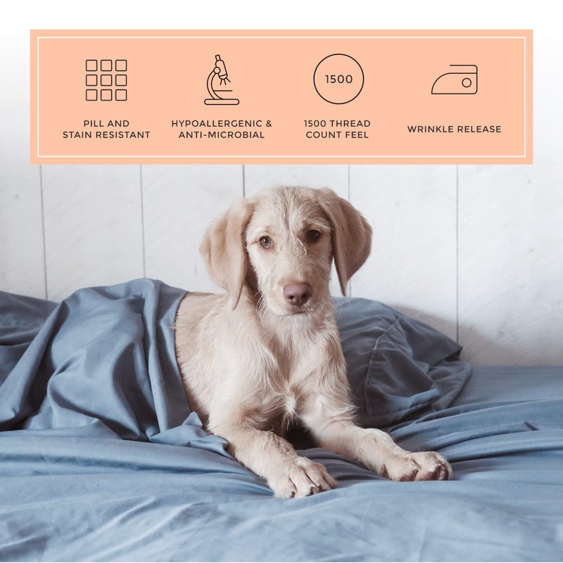 PeachSkinSheets PeachSkinSheets French Blue Sheet Set - 1500tc Level of Softness - Extra Soft Cooling Sheets for Hot Sleepers and Night Sweats - Twin  - Image 4