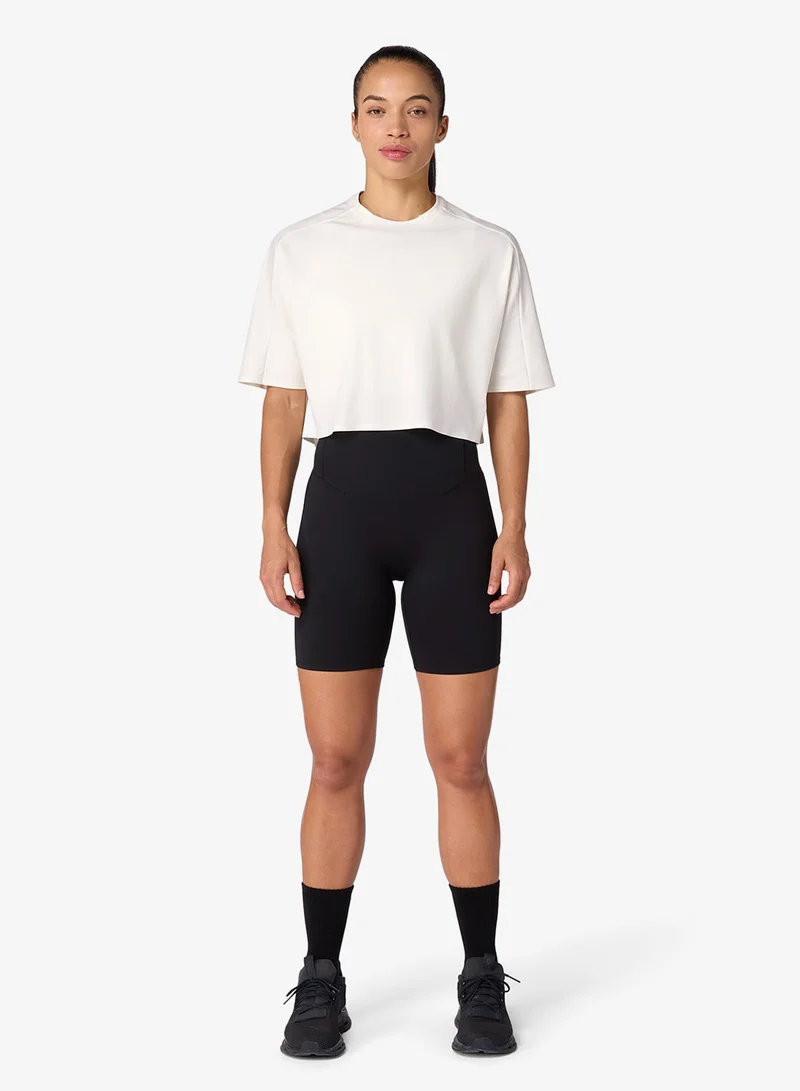 Squatwolf Pearl White Pima Tdry™ Oversized Crop Gym Tee for Women | Best Price UAE