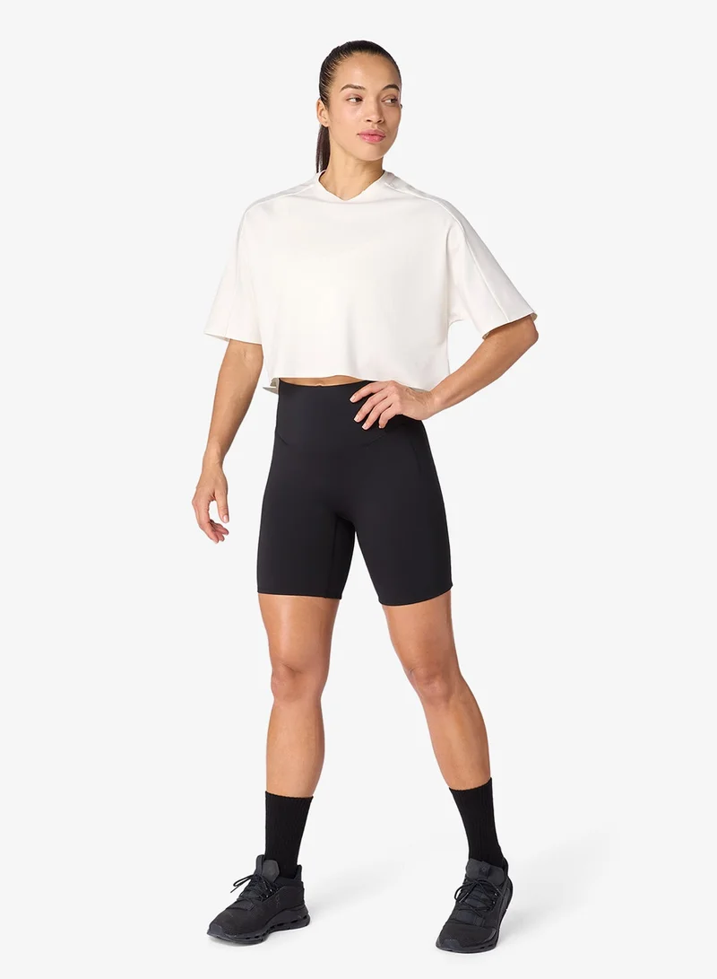 Squatwolf Pearl White Pima Tdry™ Oversized Crop Gym Tee for Women | Best Price UAE