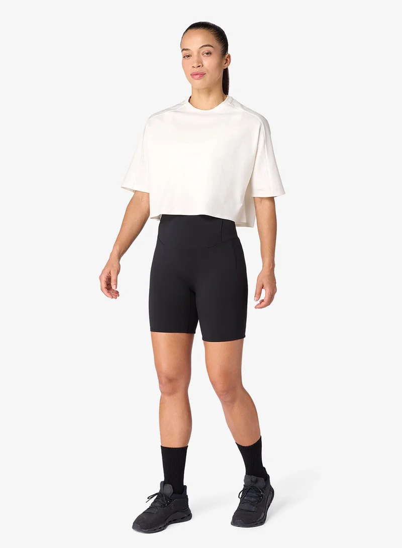 Squatwolf Pearl White Pima Tdry™ Oversized Crop Gym Tee for Women | Best Price UAE
