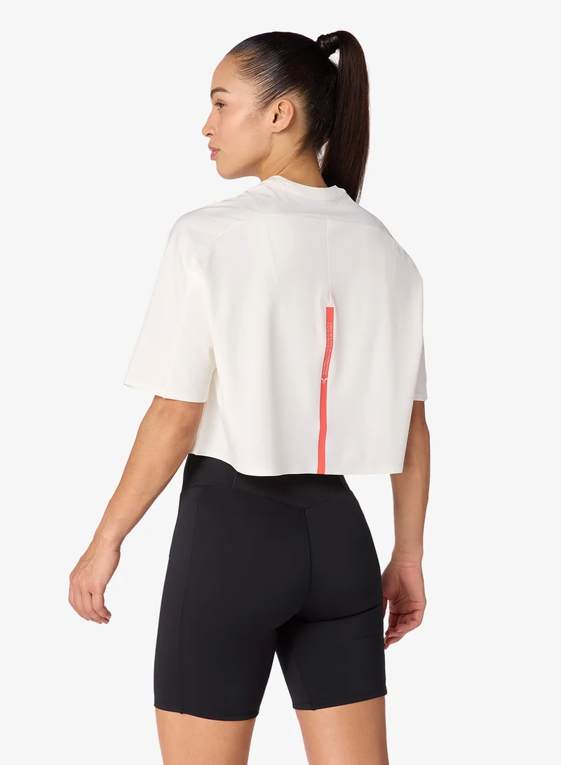 Squatwolf Pearl White Pima Tdry™ Oversized Crop Gym Tee for Women | Best Price UAE
