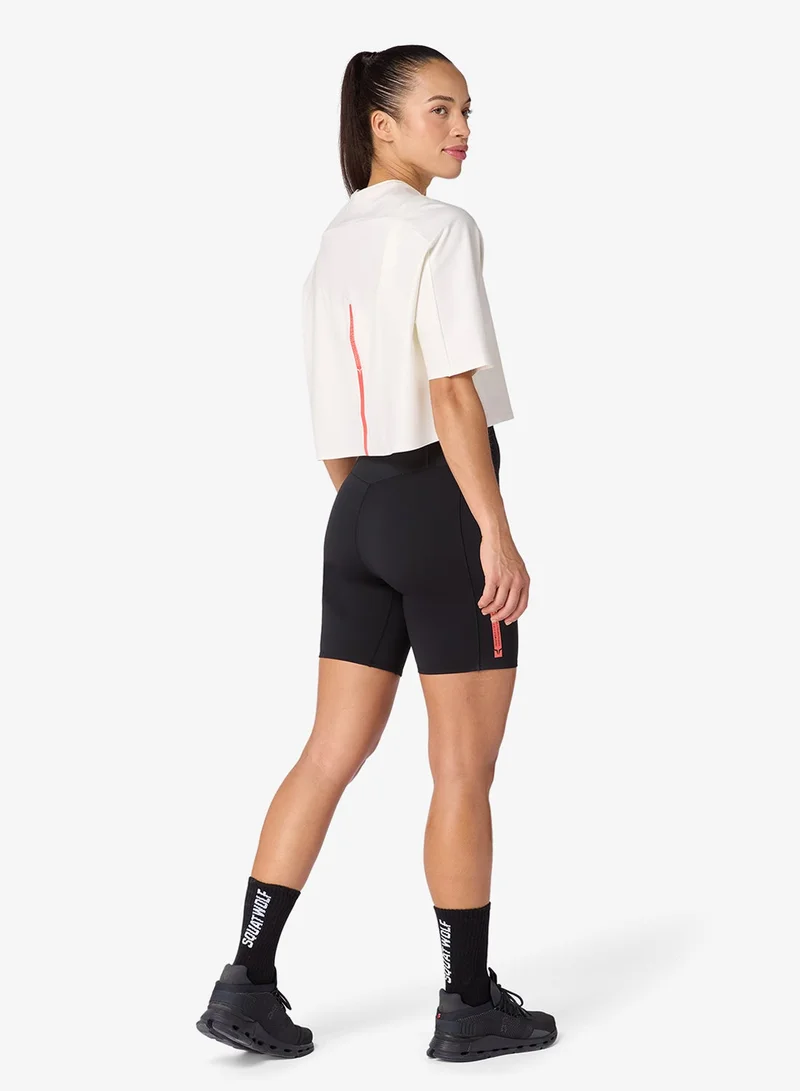 Squatwolf Pearl White Pima Tdry™ Oversized Crop Gym Tee for Women | Best Price UAE