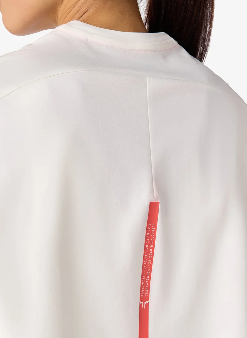 Squatwolf Pearl White Pima Tdry™ Oversized Crop Gym Tee for Women | Best Price UAE