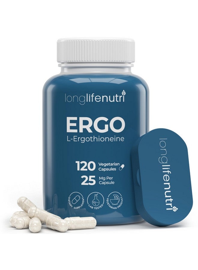 LongLifeNutri L-Ergothioneine 25mg - 120 Vegetarian Capsules, 4-Month Supply, Antioxidant Supplement for Wellness Routine, GMP Certified, Made in USA - Image 1