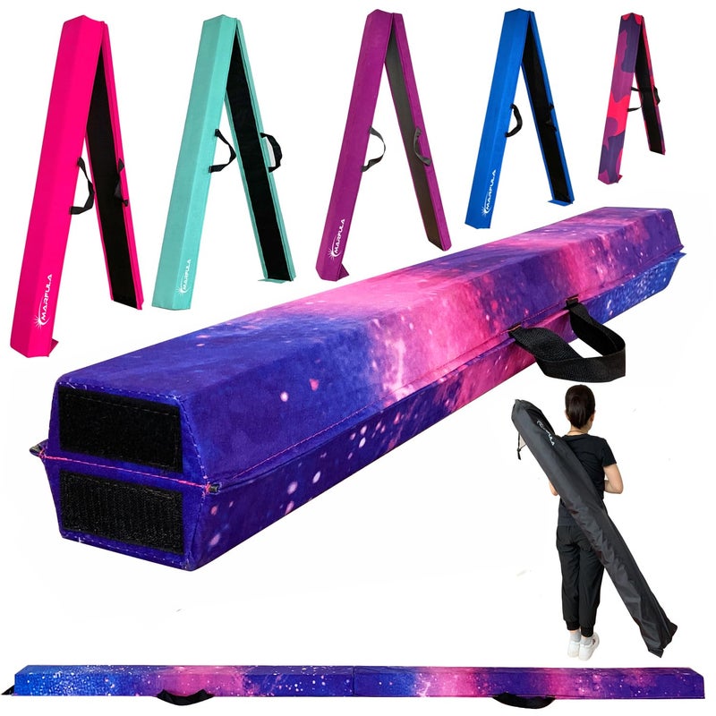Marfula 6 FT / 8 FT / 9 FT Folding Gymnastics Beam Foam Balance Floor Beam - Extra Firm - Suede Cover - Anti Slip Bottom with Carry Bag For Kids/Adults Home Use - Image 1
