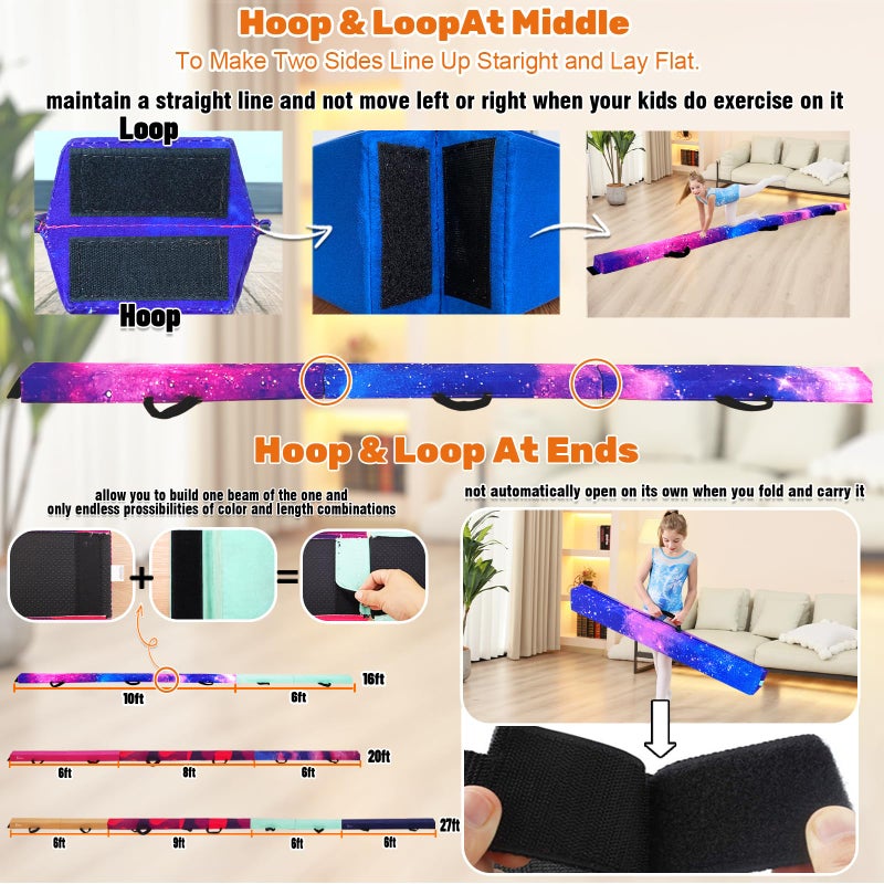 Marfula 6 FT / 8 FT / 9 FT Folding Gymnastics Beam Foam Balance Floor Beam - Extra Firm - Suede Cover - Anti Slip Bottom with Carry Bag For Kids/Adults Home Use - Image 5