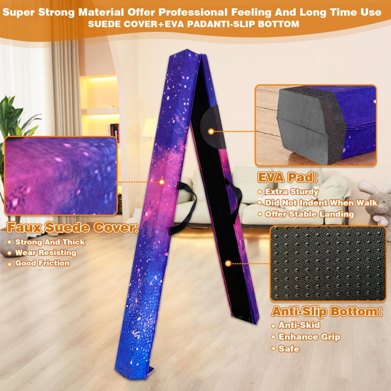 Marfula 6 FT / 8 FT / 9 FT Folding Gymnastics Beam Foam Balance Floor Beam - Extra Firm - Suede Cover - Anti Slip Bottom with Carry Bag For Kids/Adults Home Use - Image 3