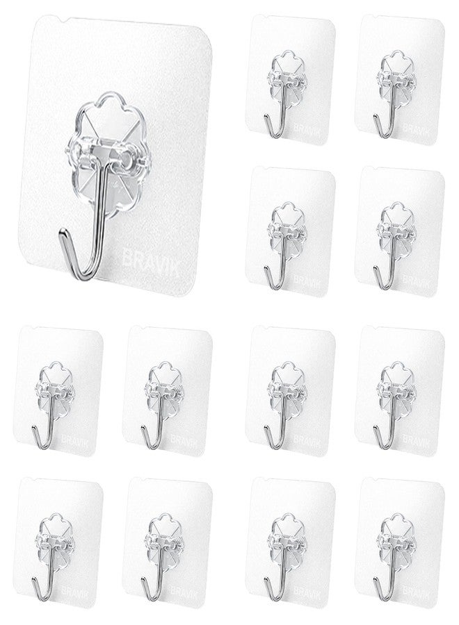 BRAVIK Self Adhesive Wall Hooks - Heavy Duty Wall Hooks for Hanging | Nail Free Sticky Hooks for Wall Heavy Items Without Drilling, Transparent Wall Hanger Flower Hook - (Flower Hook (5 Piece)) - Image 1