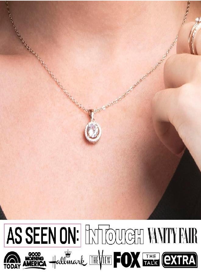 Cate & Chloe - Cate & Chloe Blake 18k White Gold Plated Pendant Necklace | Halo Silver Necklaces with Round Cut Cubic Zirconia, Womens Silver Jewelry, Hypoallergenic, GIft for Her - Image 1