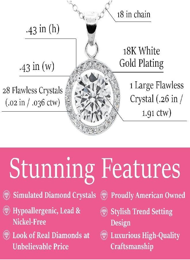 Cate & Chloe - Cate & Chloe Blake 18k White Gold Plated Pendant Necklace | Halo Silver Necklaces with Round Cut Cubic Zirconia, Womens Silver Jewelry, Hypoallergenic, GIft for Her - Image 1