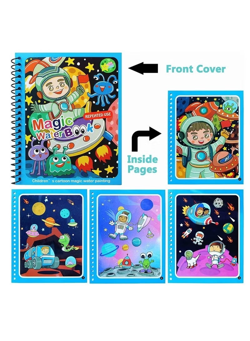 Magic Water Colouring Book, Children Reusable Drawing Book with Pen, Early Education Doodle Painting Toys for Kids Boys Girls Ages 2 3 4 Years Plus Educational Learning Gifts 4pcs - Image 4