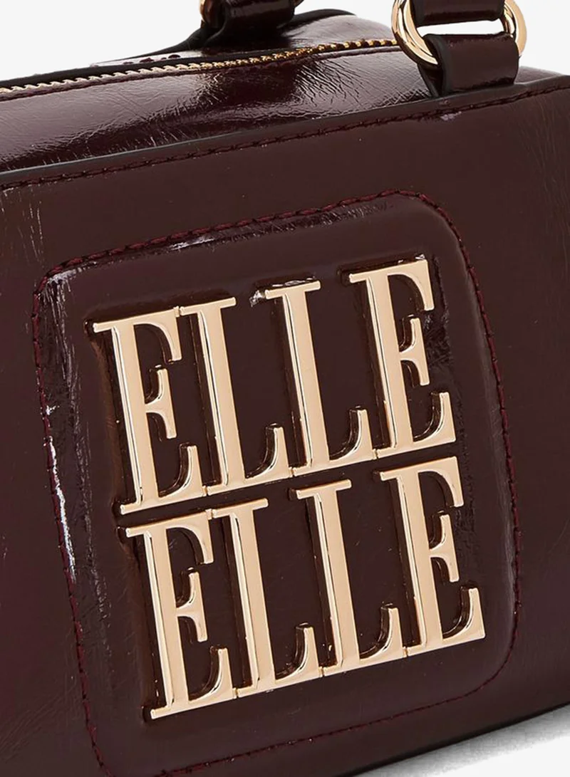 Elle BURGUNDY Logo Accent Crossbody Bag With Detachable Strap for Women | Best Price UAE
