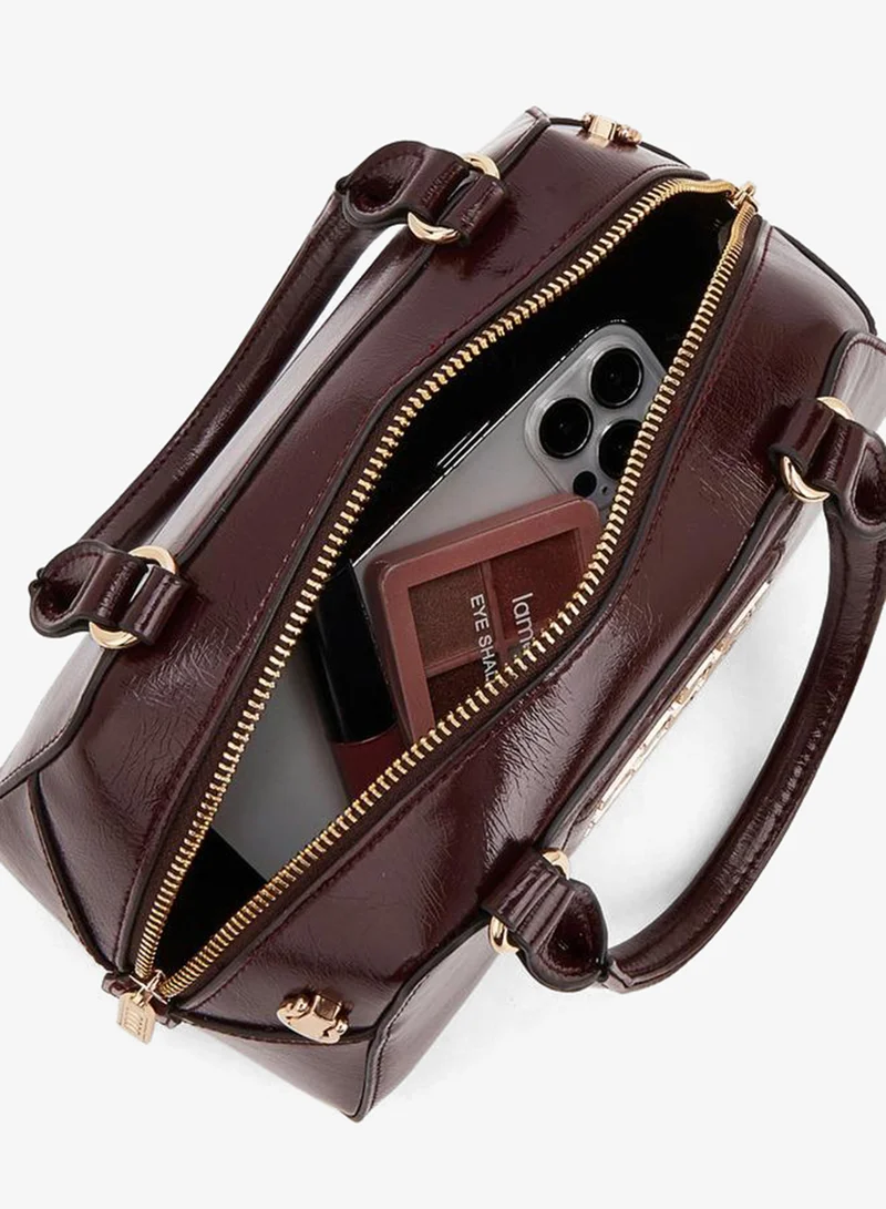 Elle BURGUNDY Logo Accent Crossbody Bag With Detachable Strap for Women | Best Price UAE