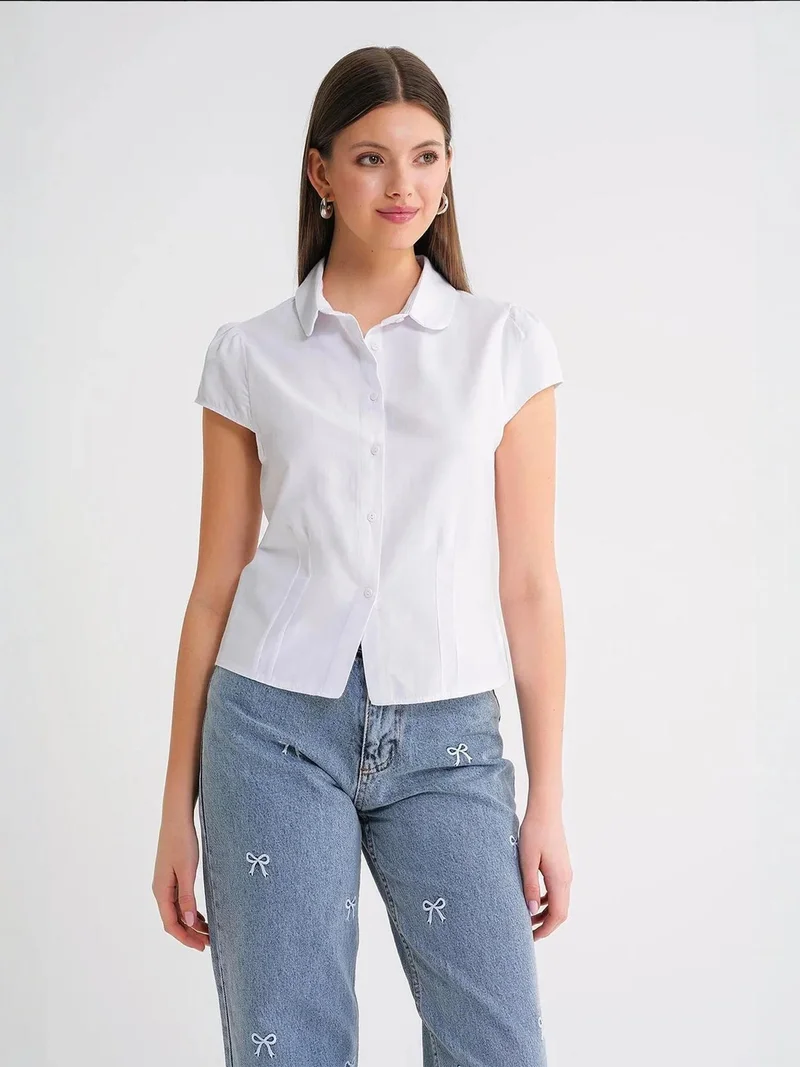 MixRay White Mixray Slim Fit Poplin Shirt for Women | Best Price UAE