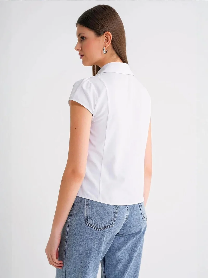 MixRay White Mixray Slim Fit Poplin Shirt for Women | Best Price UAE