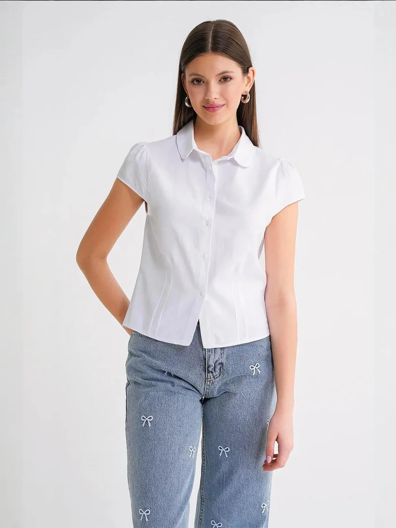 MixRay White Mixray Slim Fit Poplin Shirt for Women | Best Price UAE