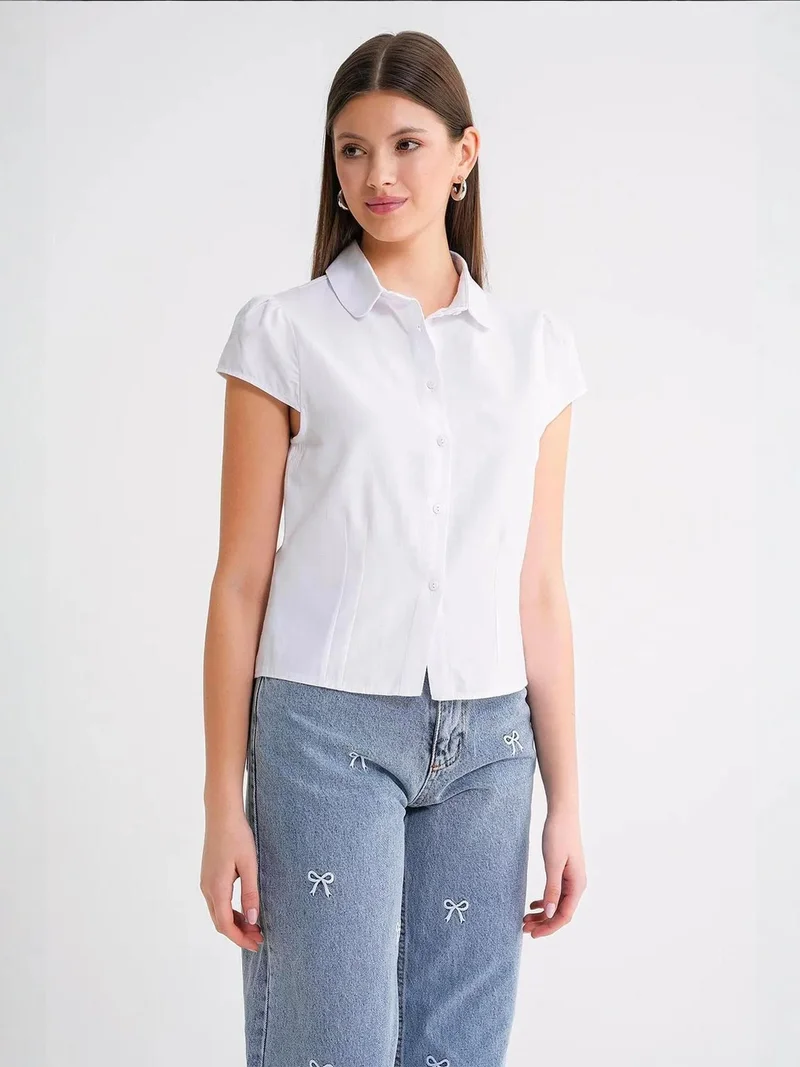 MixRay White Mixray Slim Fit Poplin Shirt for Women | Best Price UAE