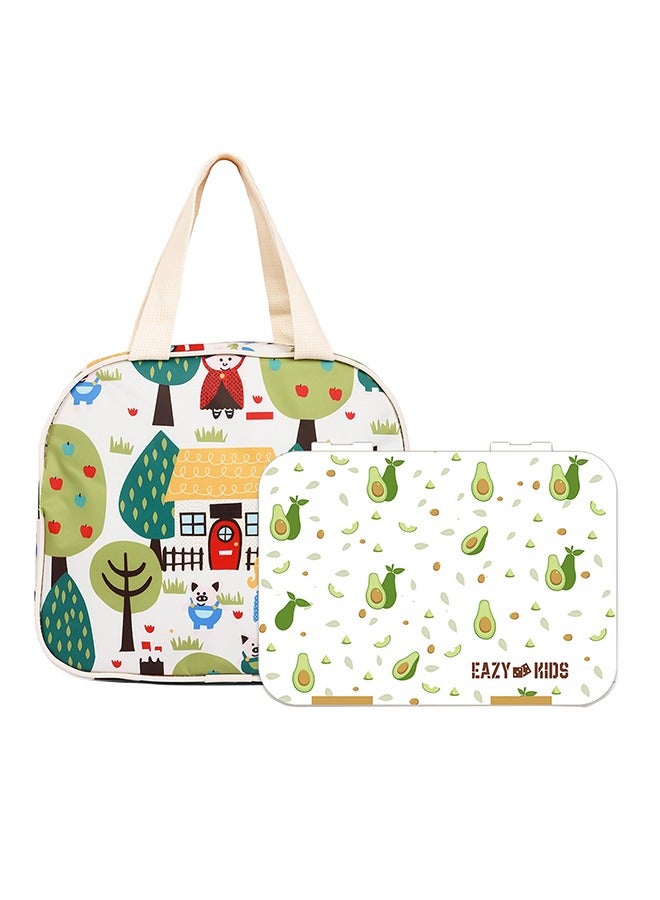 Eazy Kids صندوق بنتو مع حقيبة غداء معزولة ومجموعة قواطع - كومبو - أفوغادرو - Image 1