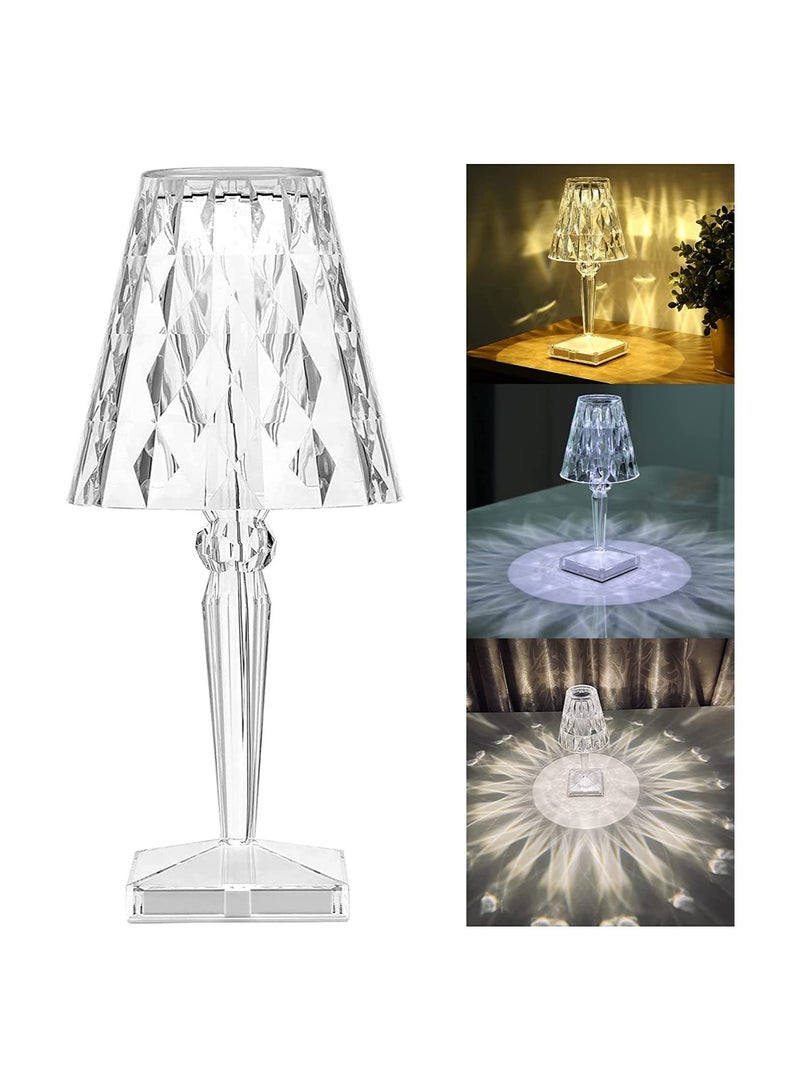 ELTRAZONE Crystal Table Lamp, LED Night Light Bedside Lamp with USB Charging Port,Acrylic Touch Control LampDecoration Desk Nightstand Lamps,Decorative for Living Room Bedroom - Image 1