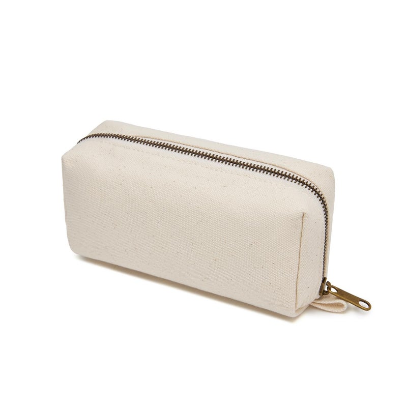 YONBEN Pencil Case Cotton Canvas Pen Pouch Bag Lightweight and Stylish Ideal for Organizing Stationery Beige - Image 2