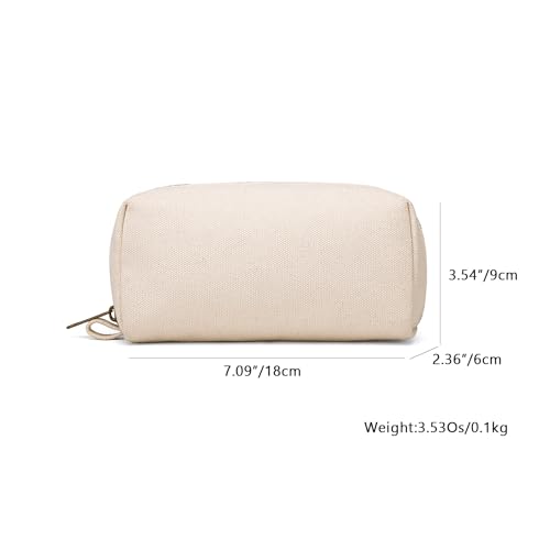 YONBEN Pencil Case Cotton Canvas Pen Pouch Bag Lightweight and Stylish Ideal for Organizing Stationery Beige - Image 3