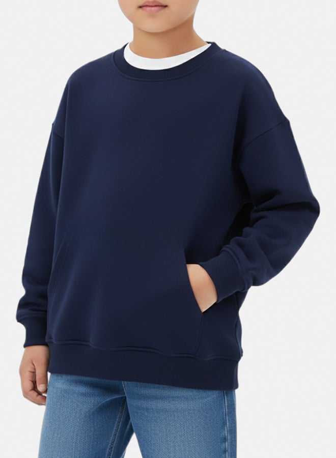 اوركيدز سويت شيرت قطن سادة للأطفال – كحلي - Image 3