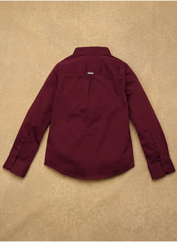 One Friday One Friday Boys Burgundy Solid Shirt