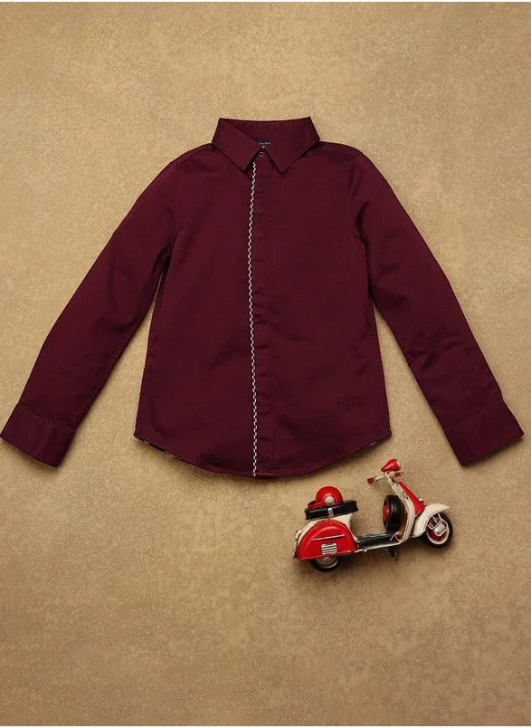 One Friday One Friday Boys Burgundy Solid Shirt
