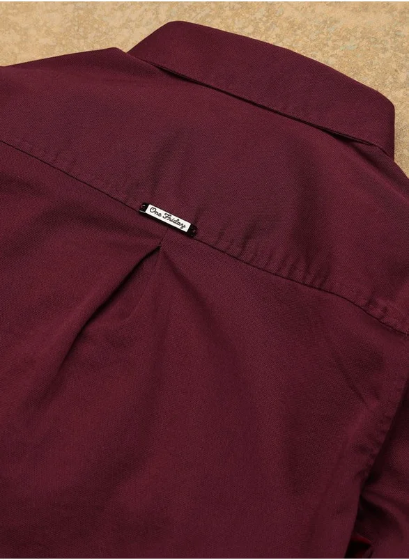 One Friday One Friday Boys Burgundy Solid Shirt