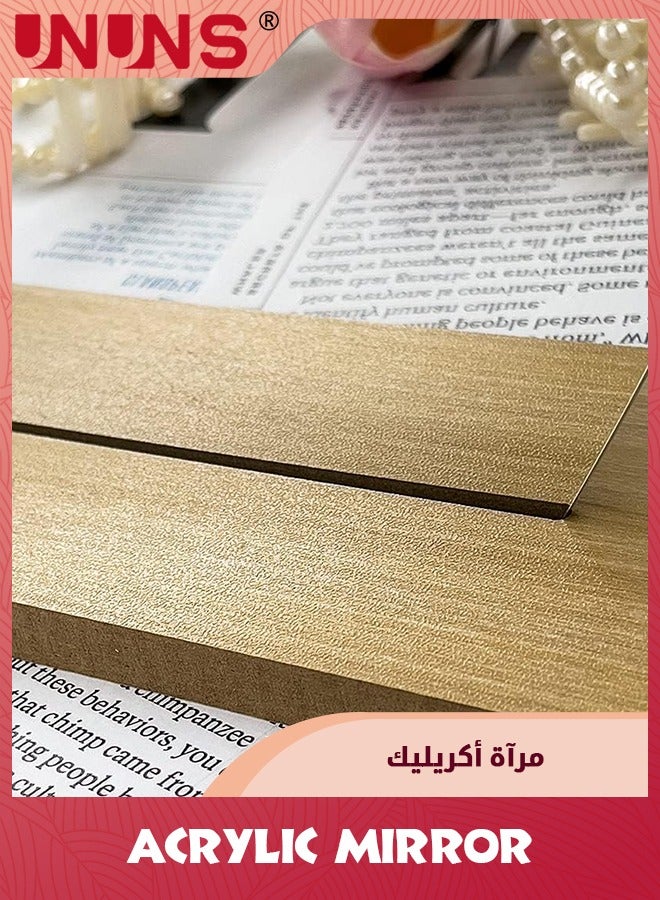 UNUNS 8''(20.5cm) Circle Shape Mirror For Room Decor,Acrylic Mirror With Wood Stand,Frameless Makeup Mirror For Desk Decor,Unique Decor For Bedroom Accessories,Round - Image 5