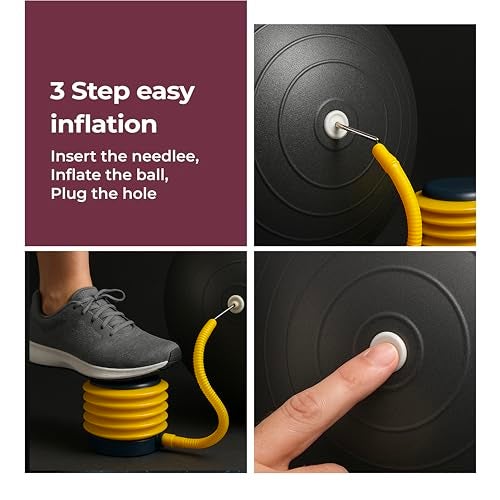 Lifelong LLFAGB65BL Gym Ball for Exercise Anti Burst Exercise Ball with Foot Pump for Workout Yoga Ball for Women and Men Swiss Ball for Balance Stability Training, Birthing Ball for Pregnancy, Black - Image 3