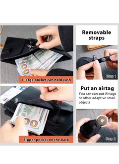 KASTWAVE Passport Holder with Airtag Slot, Airtag Passport Wallet for Men,  Mulit-Purpose RFID Blocking Slim Leather Passport Holder Case Family for Travel Anti-Lost (Black)  - Image 5