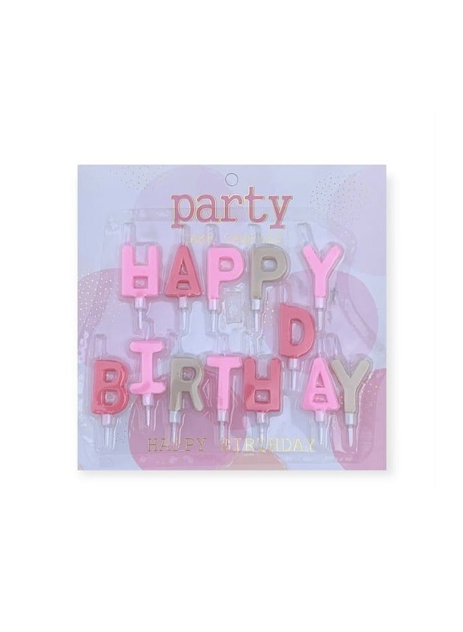 إيه دبليو مجموعة شموع أحرف كلمة عيد ميلاد سعيد باللون الوردي