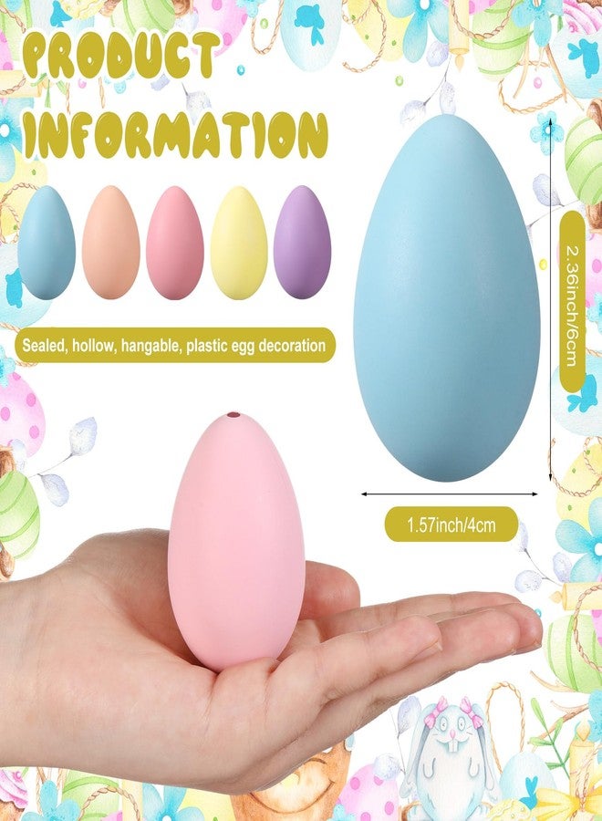 Beeveer 50 Pcs Plastic Easter Eggs Bulk for Easter Hunt 1.6 x 2.4 Inch Colorful Hanging Plastic Eggs for Basket Fillers Party Favor DIY Crafts Decoration(Lovely Color) - Image 2
