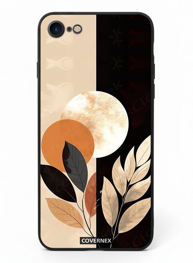 Covernex Apple iPhone SE 2020/2022 Protective Case Cover Printed Featuring Crescent Moon And Leafy - Image 2