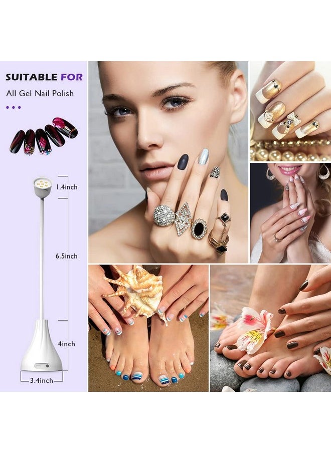 SMALLSHS - Led Uv Nail Lamp Mini Lotus Hands Free Light Rotatable Nail Dryer Quick Dry Nail Polish Curing Lamp Gooseneck Flash Cure Light For Home Diy & Salon Manicure Decor - Image 1
