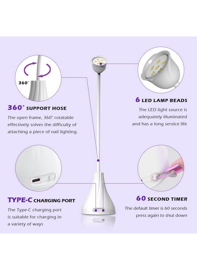 SMALLSHS - Led Uv Nail Lamp Mini Lotus Hands Free Light Rotatable Nail Dryer Quick Dry Nail Polish Curing Lamp Gooseneck Flash Cure Light For Home Diy & Salon Manicure Decor - Image 1