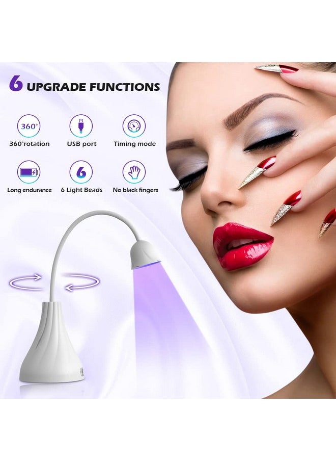 SMALLSHS - Led Uv Nail Lamp Mini Lotus Hands Free Light Rotatable Nail Dryer Quick Dry Nail Polish Curing Lamp Gooseneck Flash Cure Light For Home Diy & Salon Manicure Decor - Image 1