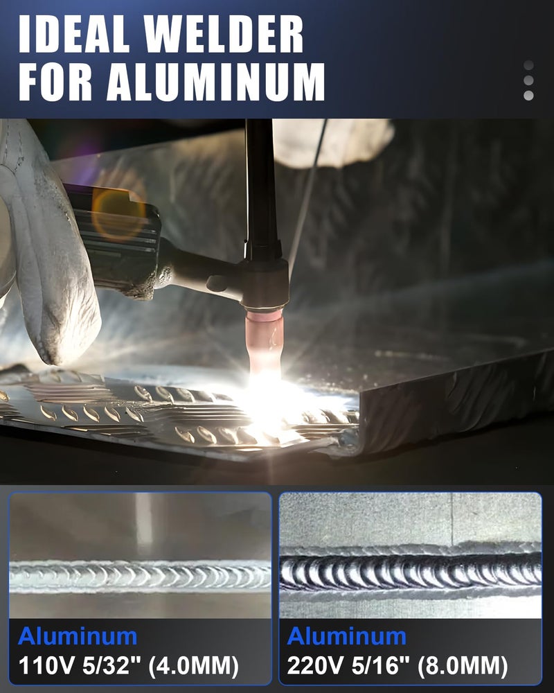 AZZUNO AC/DC TIG Welder 200A with Pulse, 110V/220V Aluminum TIG Welding Machine, ACDC TIG/PULSE TIG/SPOT TIG/Stick Welder Machine - Image 3