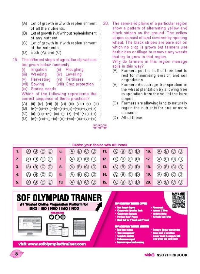 National Science Olympiad (NSO) Work Book for Class 8 - Quick Recap, MCQs, Previous Years Solved Paper and Achievers Section - Olympiad Books For 2022-2023 Exam