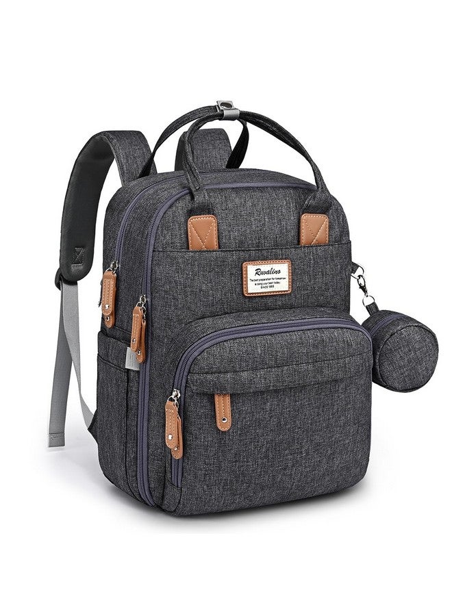 روفالينو حقيبة ظهر للحفاضات من روفالينو، حقيبة سفر متعددة الوظائف، حقائب تغيير حفاضات الأطفال، سعة كبيرة، مقاومة للماء، لون رمادي غامق - Image 1