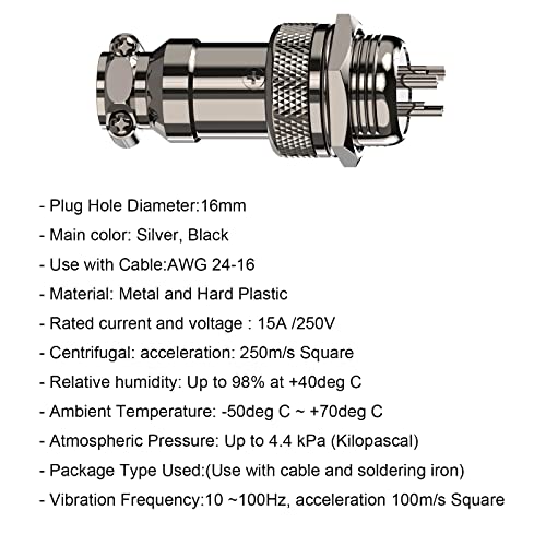 Clyxgs Aviation Plug Connector 3-Pin Male Female Panel Metal Wire Connector 16mm Socket 10PCS - Image 3