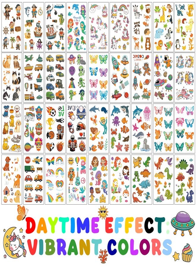 Airnogo Glow In The Dark Temporary Tattoos for Kids, 350 Mixed Styles, Goodie Bags Stuffers for Kids, Glow In The Dark Party Supplies, Include Animal, Car, Dinosaur, Alien, Ocean, Space, Mermaid, Unicorn, etc - Image 2