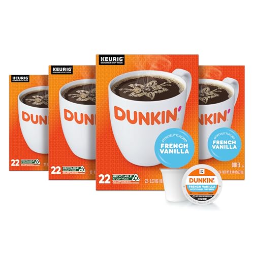 Dunkin' French Vanilla Flavored Coffee, 88 Keurig K-Cup Pods - Image 1