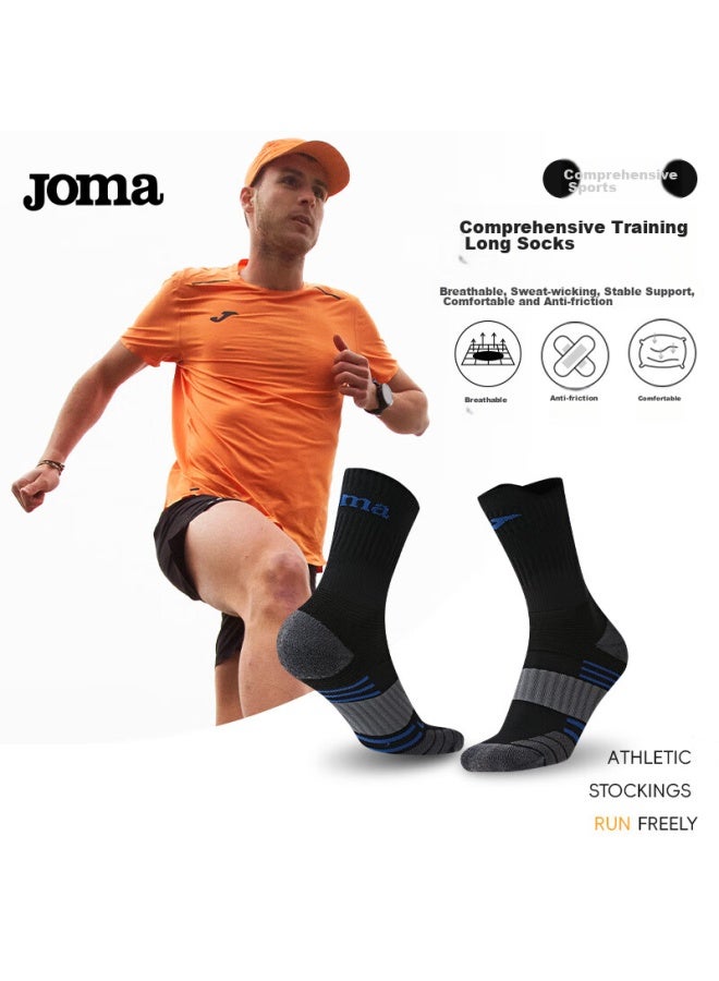 Joma Mid-calf Sports Socks Breathable Sweat-absorbing Durable Running Training Basketball Badminton Socks Long Socks Blue One Size - Image 2