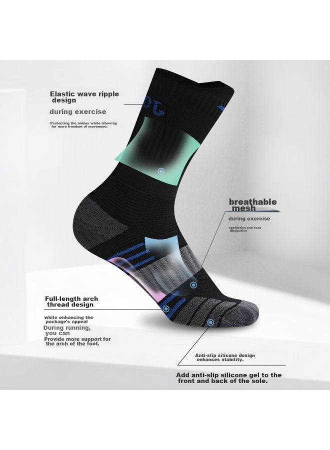 Joma Mid-calf Sports Socks Breathable Sweat-absorbing Durable Running Training Basketball Badminton Socks Long Socks Blue One Size - Image 3