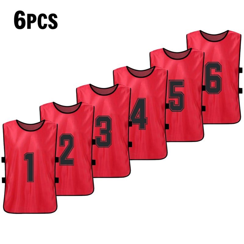 6PCS Kid's Football Pinnies Quick Drying Soccer Jerseys Youth Sports Scrimmage Basketball Team Training Numbered Bibs Practice Sports Vest - Image 1