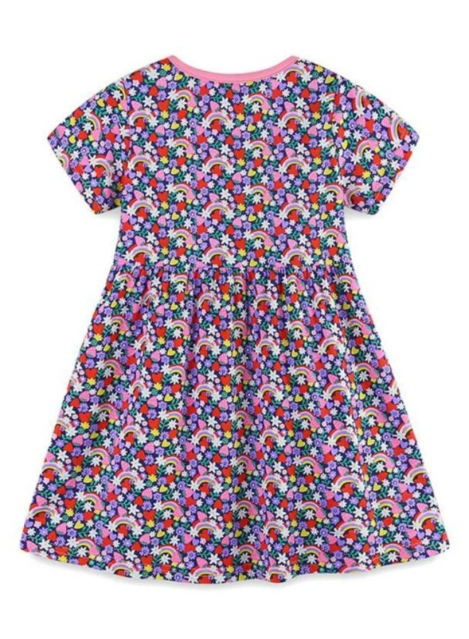 يونيكي Multicolour A-Line Crew Neck Printed Dress